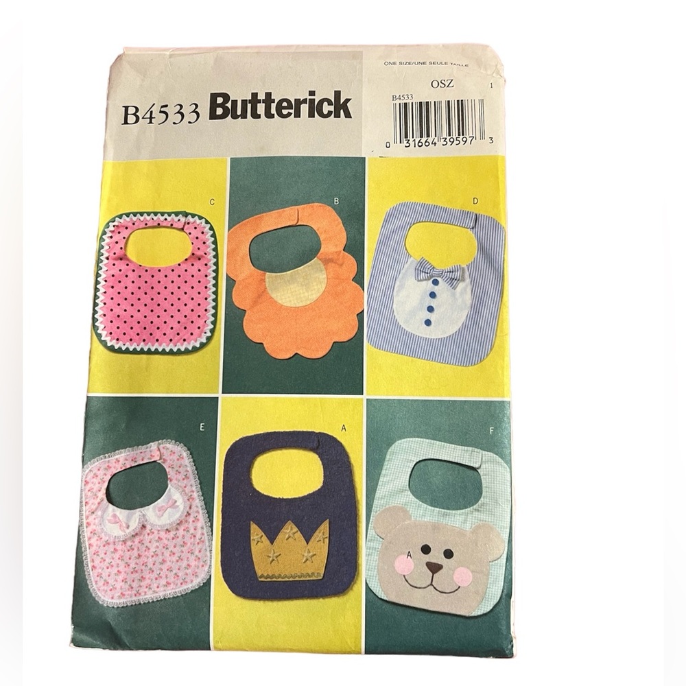 Butterick B4533 Baby Bib Sewing Pattern - UNCUT
